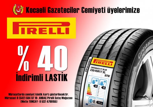 Pirelli oto lastiklerde % 40 indirim